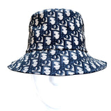 Dior 2000's Monogram Print Reversible Blue and Grey Bucket Hat
