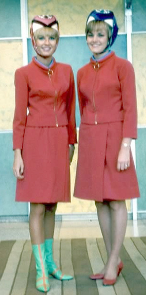 Emilio Pucci 1965 Hot Pink Braniff Stewardess Skirt Suit Uniform, stock photo 2