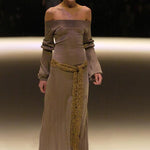 Alexander McQueen 2004 F/W "Pantheon Ad Lucem" Runway Knit Grey Gown with Sash RUNWAY PHOTO 11 OF 14