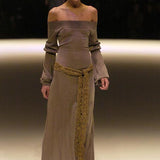 Alexander McQueen 2004 F/W "Pantheon Ad Lucem" Runway Knit Grey Gown with Sash RUNWAY PHOTO 11 OF 14