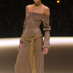 Alexander McQueen 2004 F/W "Pantheon Ad Lucem" Runway Knit Grey Gown with Sash RUNWAY PHOTO 1 OF 14
