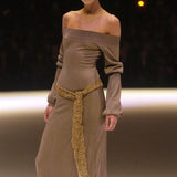 Alexander McQueen 2004 F/W "Pantheon Ad Lucem" Runway Knit Grey Gown with Sash RUNWAY PHOTO 1 OF 14
