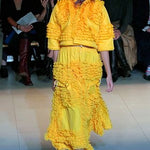 Comme des Garçons S/S 2008 Navy Blue Gingham Chiffon Ruffled Bolero RUNWAY, YELLOW VERSION 