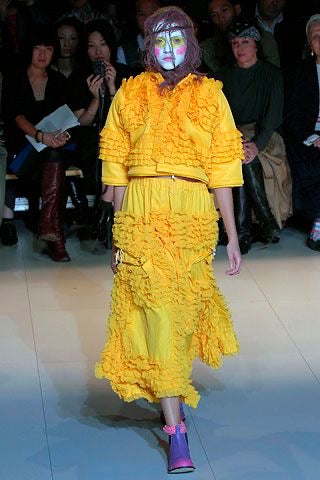 Comme des Garçons S/S 2008 Navy Blue Gingham Chiffon Ruffled Bolero RUNWAY, YELLOW VERSION 