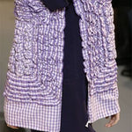 Comme des Garçons S/S 2008 Navy Blue Gingham Chiffon Ruffled Bolero RUNWAY REF