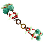 Faux Turquoise and Coral Beaded Double Strand Necklace and Earring Set, necklace closure
