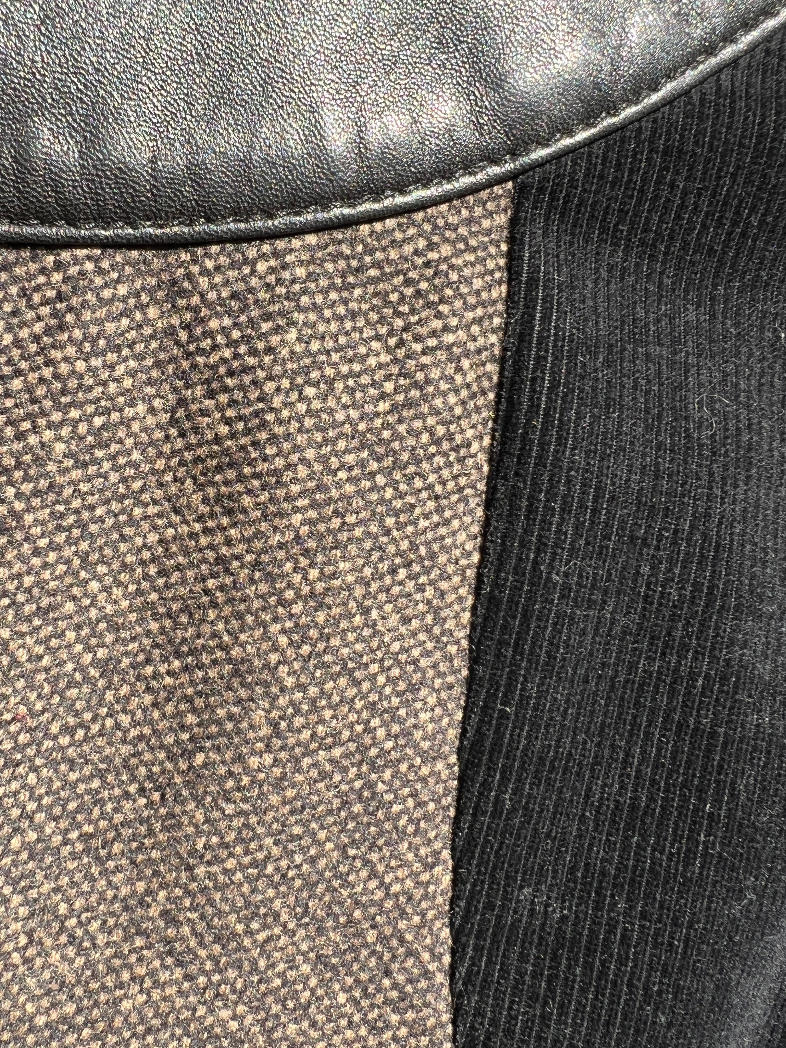 Gucci F/W 2007 Brown Tweed, Leather and Corduroy Shift Dress, detail fabric