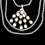 Trifari 1960s/70s White Waterfall Pendant Necklace, pendant detail on black