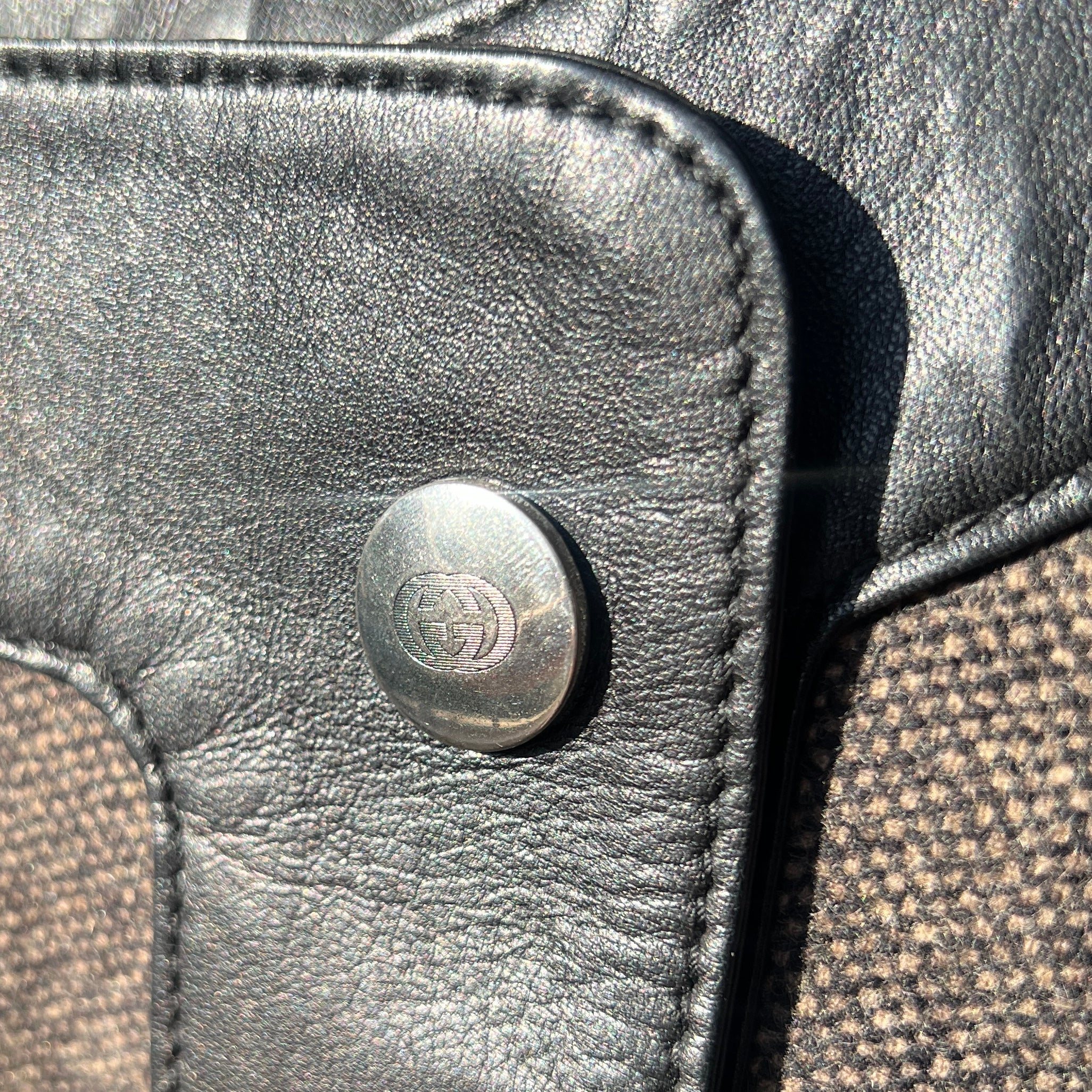 Gucci F/W 2007 Brown Tweed, Leather and Corduroy Shift Dress, detail 2