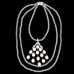 Trifari 1960s/70s White Waterfall Pendant Necklace, reverse side
