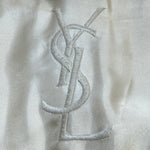 Yves Saint Laurent by Tom Ford F/W 2003 Petit Gris and Fox Fur Coat, embroidered YSL