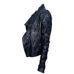 Rick Owens 2020s Black Lambskin Leather Moto Jacket, side 3