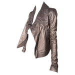 Rick Owens 2020s Metallic Gold Leather Moto Jacket, open side
