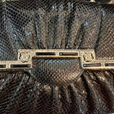   Judith Leiber 80s Black Reptile Deco Evening Convertible Evening Bag DETAIK 5 of 7