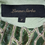 Lorena Sarbu Green Leather and Silk Beaded Mini Dress LABEL PHOTO 6 OF 6