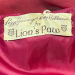 Late 1970s Scarlet Red Silk Georgette Ballgown with Silk Roses, label
