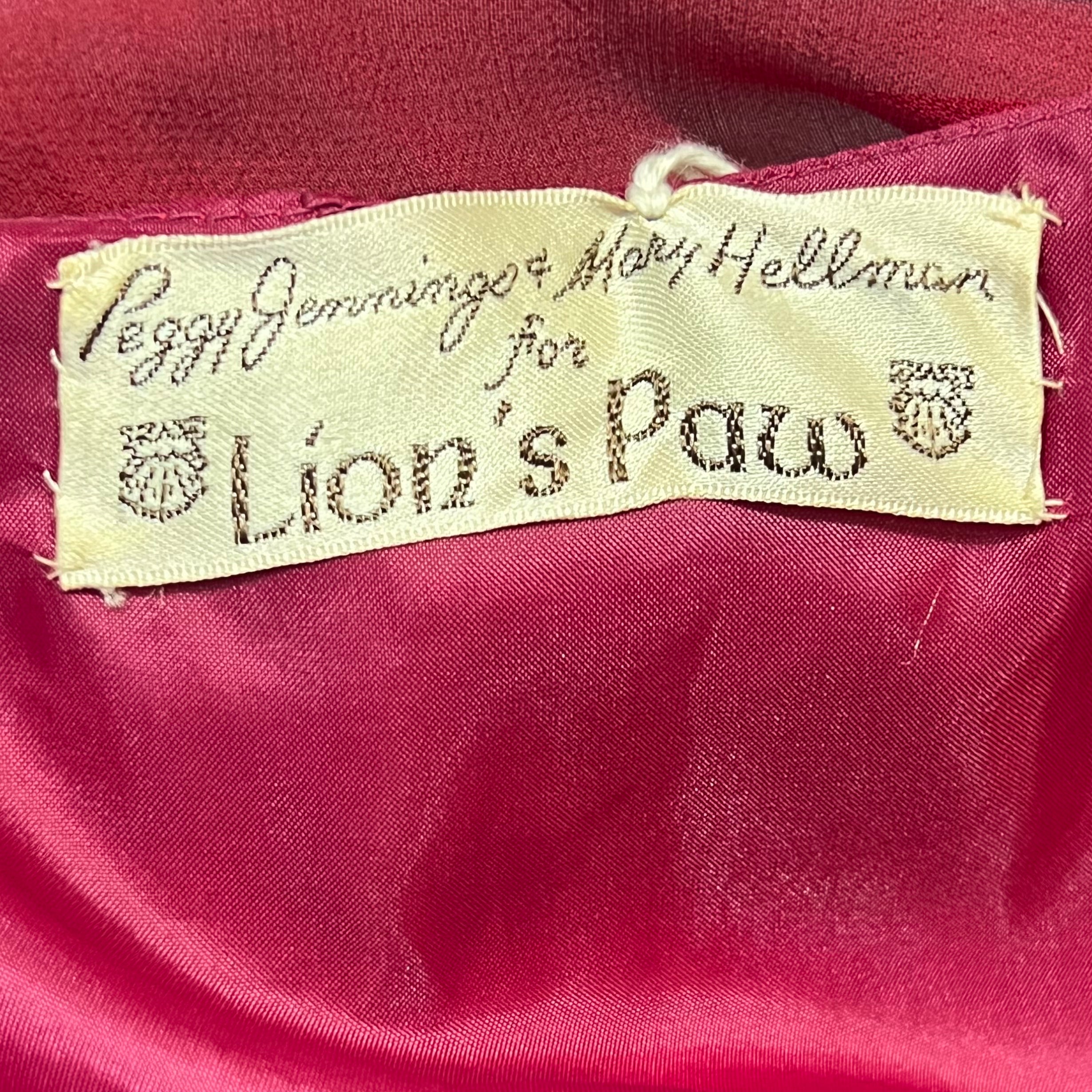 Late 1970s Scarlet Red Silk Georgette Ballgown with Silk Roses, label