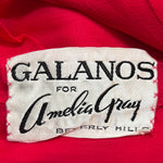 GALANOS 1970's Red Chiffon Multi-Layer Dress, label