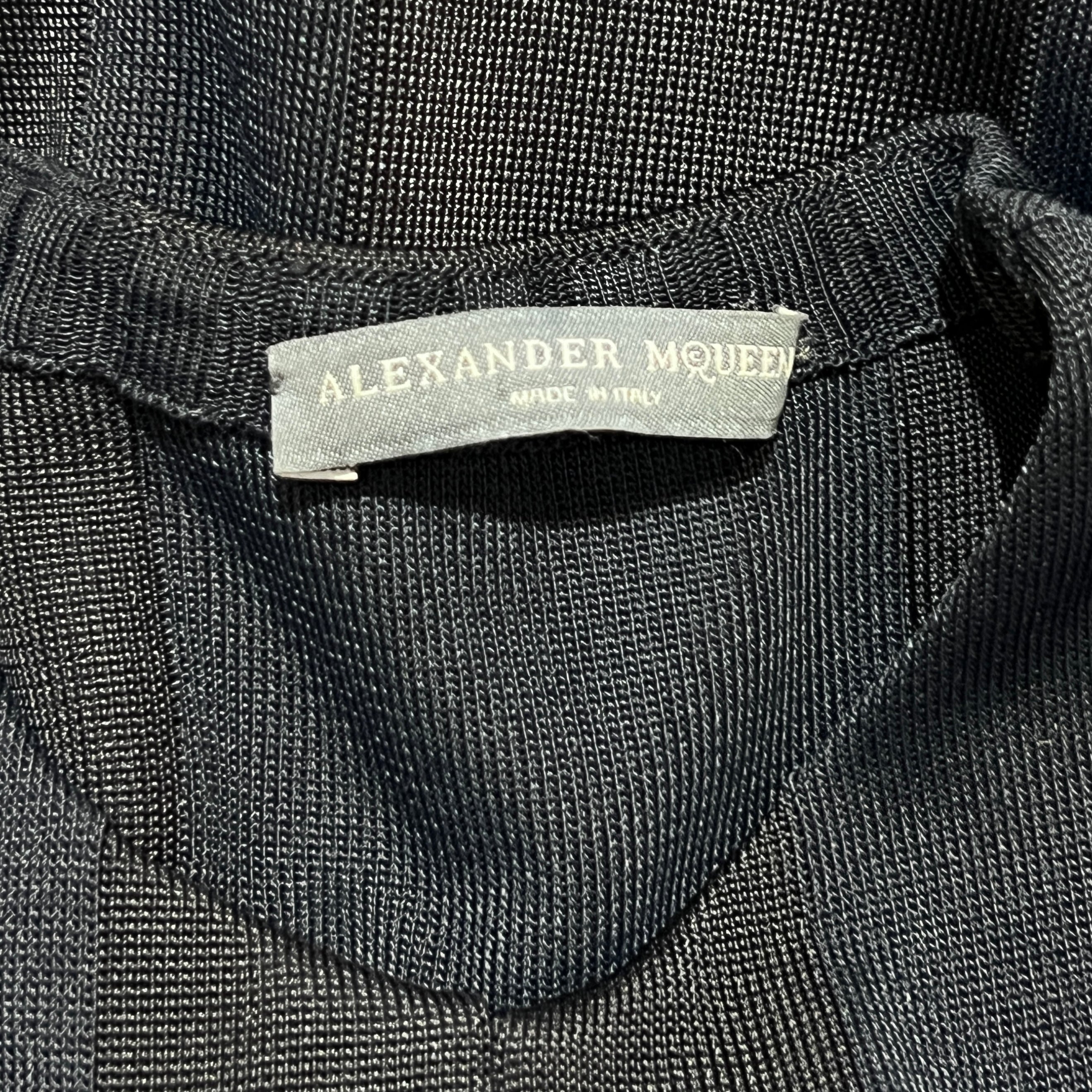 McQueen Resort 2010 Dark Indigo & Black Knit Sheath Dress, label