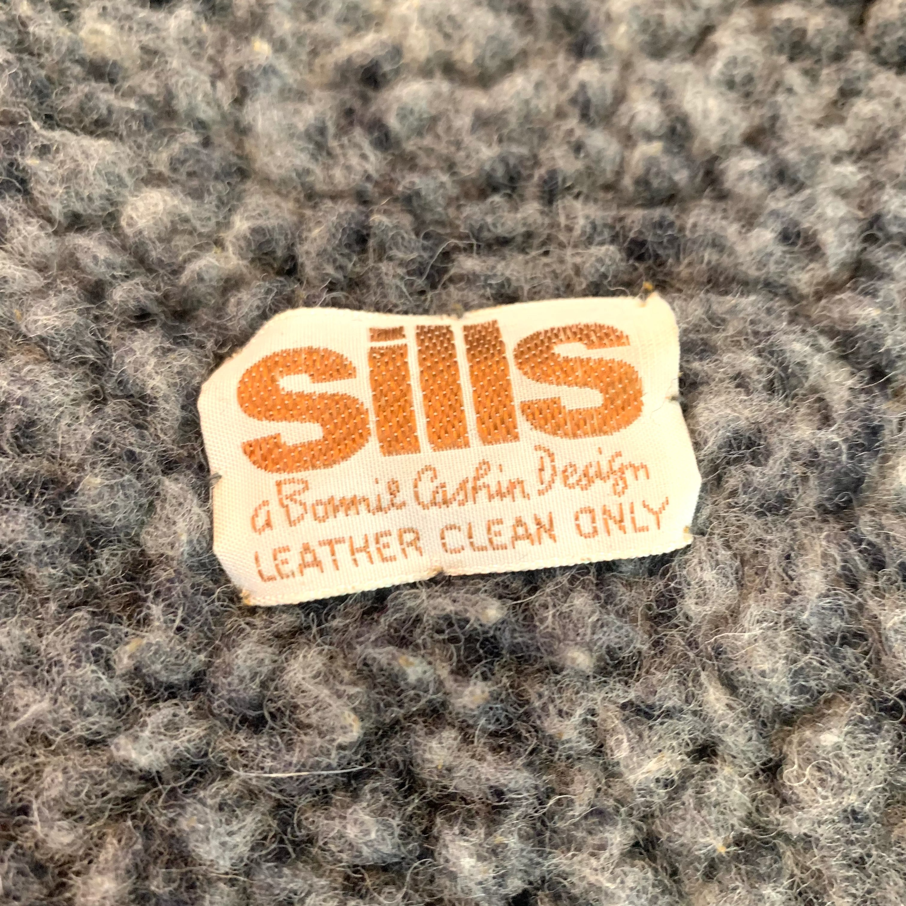 Bonnie Cashin for Sills Orange Suede Coat with Grey Sherpa Lining, label