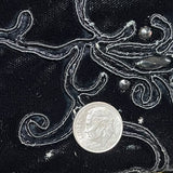 Early 1940s Black Silk Velvet Soutache Blazer PINHOLE SIZING DETAIL COMPARED TO DIME PHOTO 5 OF 5