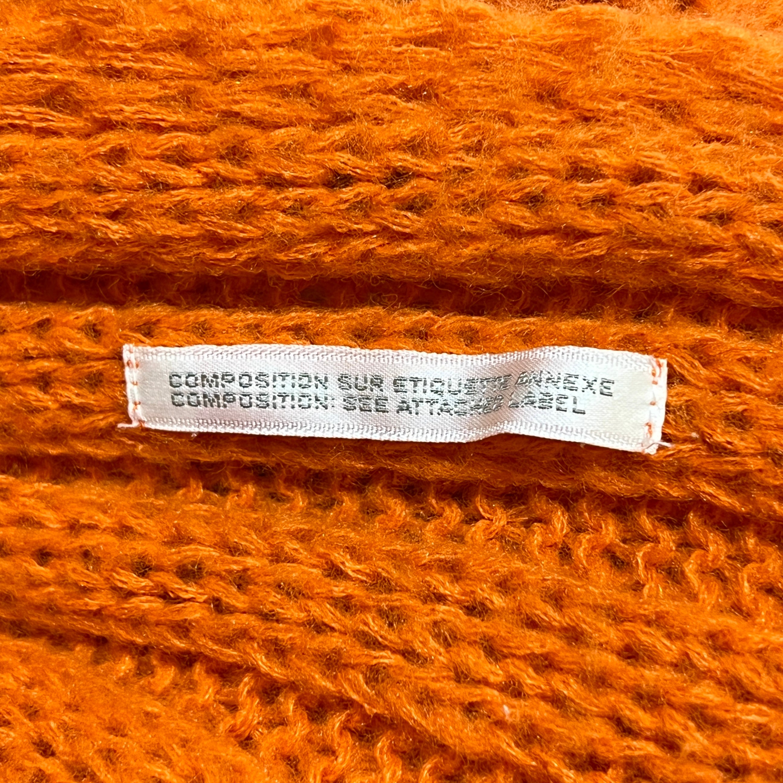 Yohji Yamamoto F/W 2002 Oversized Wraparound Orange Scarf With Sleeves, label