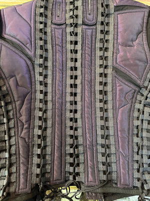 Jean Paul Gaultier Femme Y2K Iridescent Purple Nylon Zip Front Jacket with Allover Lacing BACK DETAIL 6 of 8