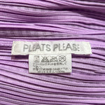 Issey Miyake Pleats Please Y2K Purple Gingham Button Up Top, label