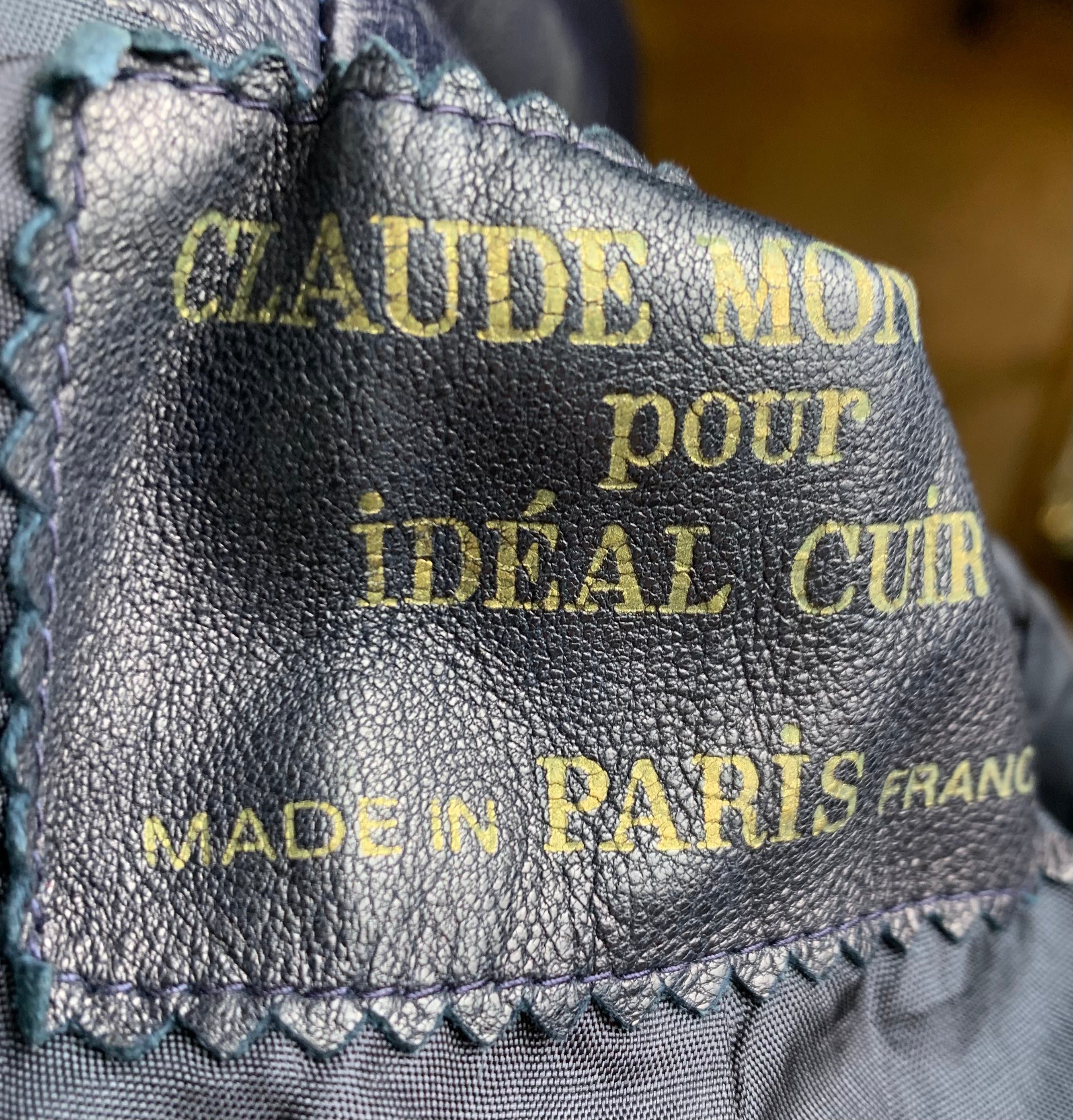  Claude Montana for Idéal-Cuir Rare Late '70s Midnight Blue Lambskin Leather Strapless Mini Dress LABEL 6/8