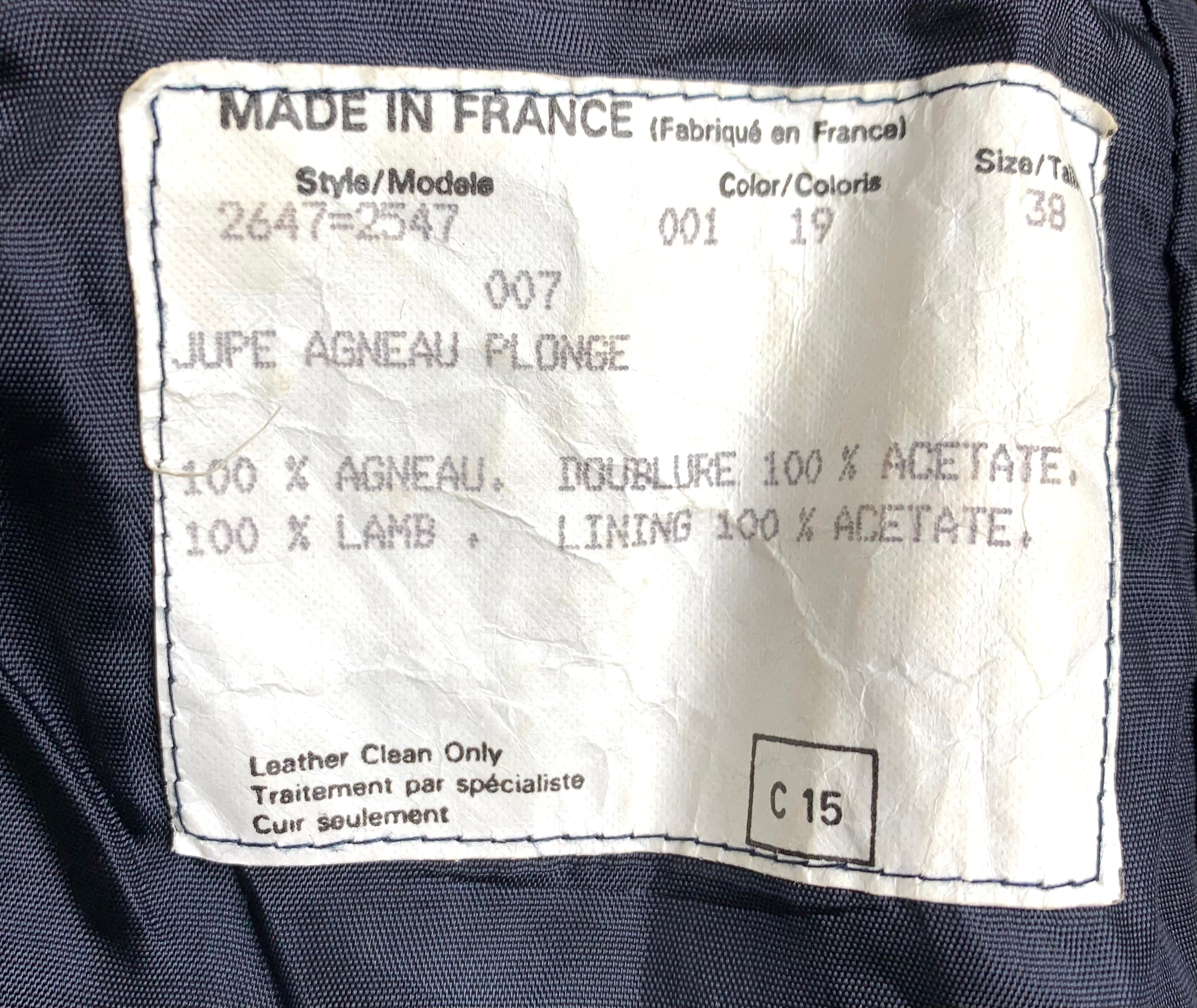  Claude Montana for Idéal-Cuir Rare Late '70s Midnight Blue Lambskin Leather Strapless Mini Dress LABEL 8/8