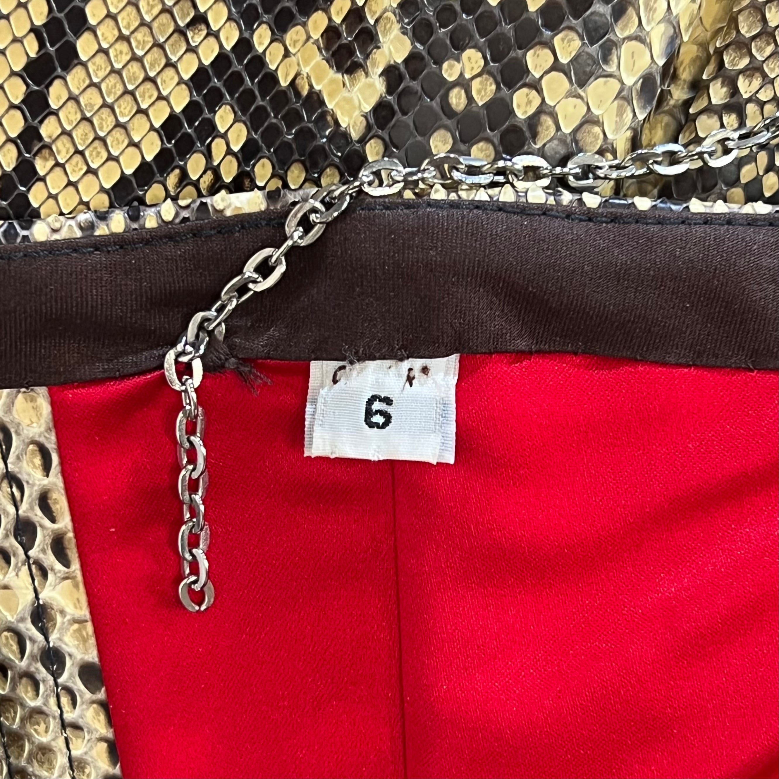 Peter Soronen F/W 2007 Snakeskin Corset with Chain Straps, size tag