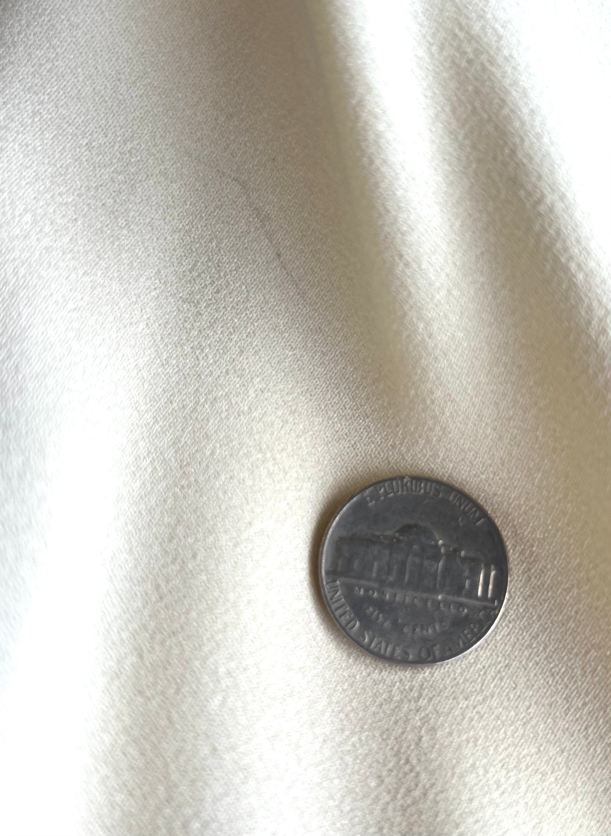 Van Dusen/Green 1970's Ivory and Black Crepe Bishop Sleeve Jumpsuit with Brown Velvet Trim, mark