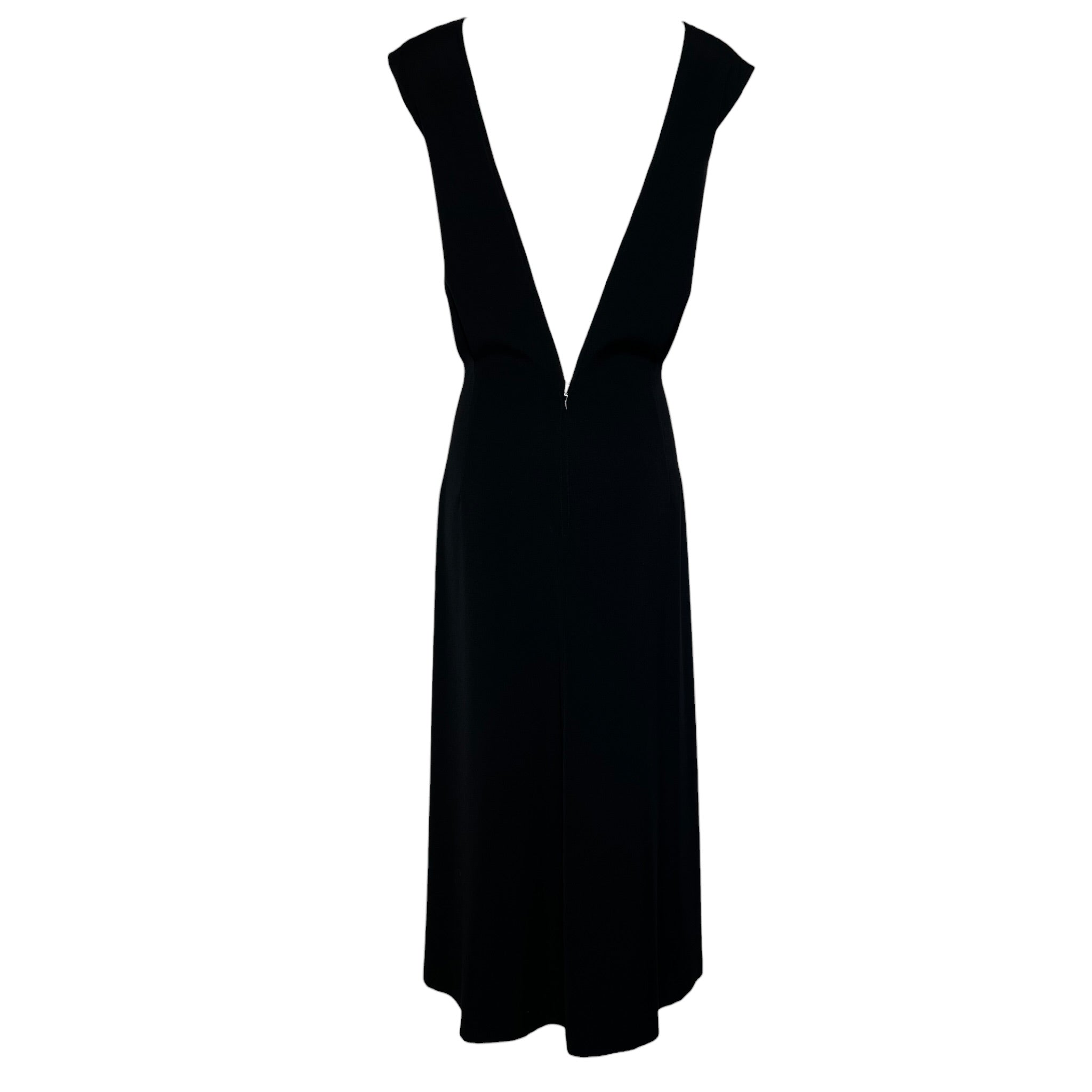 Y's by Yohji Yamamoto F/W 2019 Black Open Weave Wool Deep V-Back Dress, back