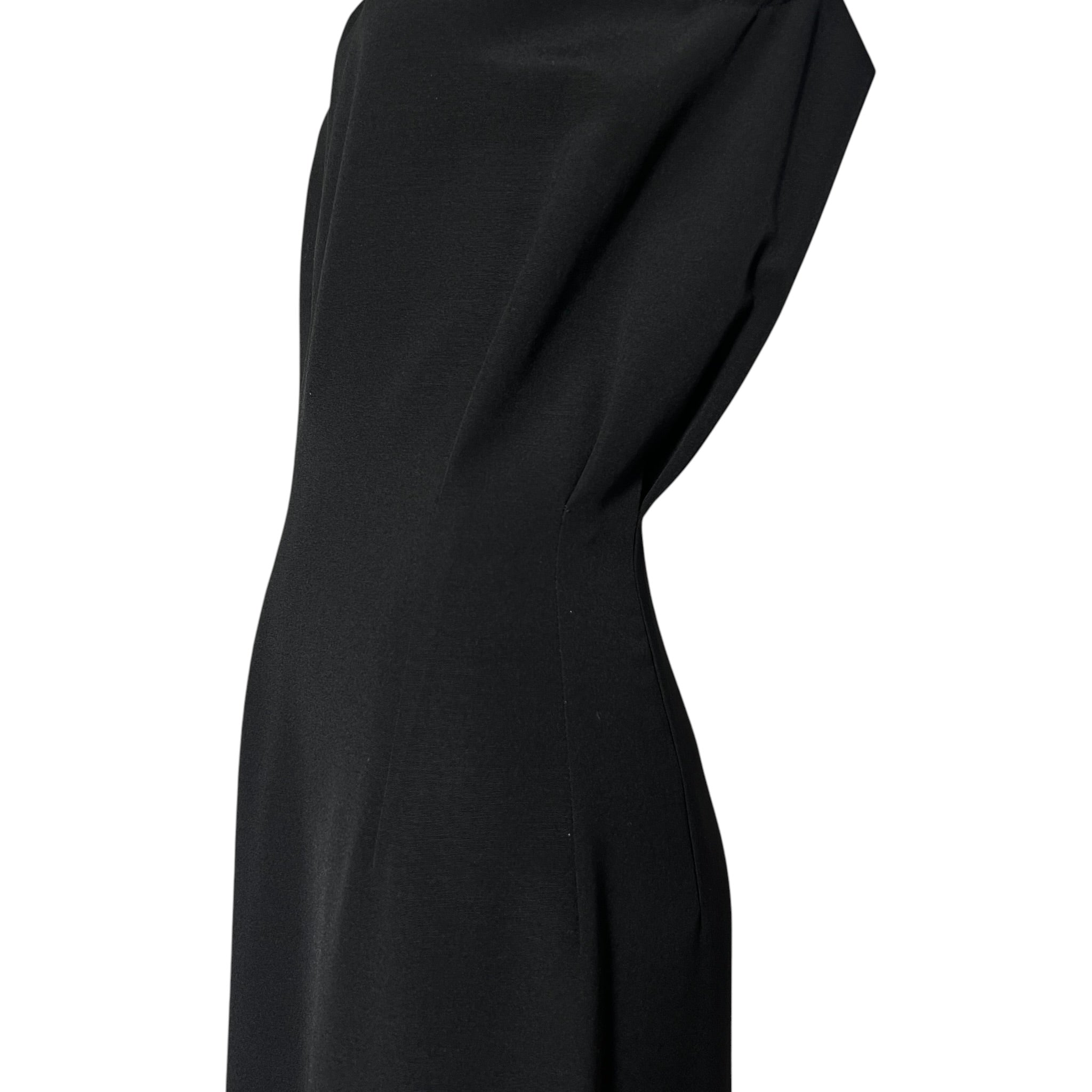 Y's by Yohji Yamamoto F/W 2019 Black Open Weave Wool Deep V-Back Dress, waist
