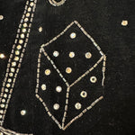 50s Kitschy Black Velvet Cigarette Pants with Beaded Gambling Theme BEAD LOSS 4 of 4