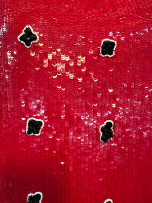  Geoffrey Beene 80s Iconic Red Sequin Sheath Gown detail 5 of 6
