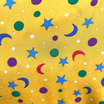 Yves Saint Laurent S/S 1979 Stars and Moon Yellow Silk Blouse, front of blouse stains