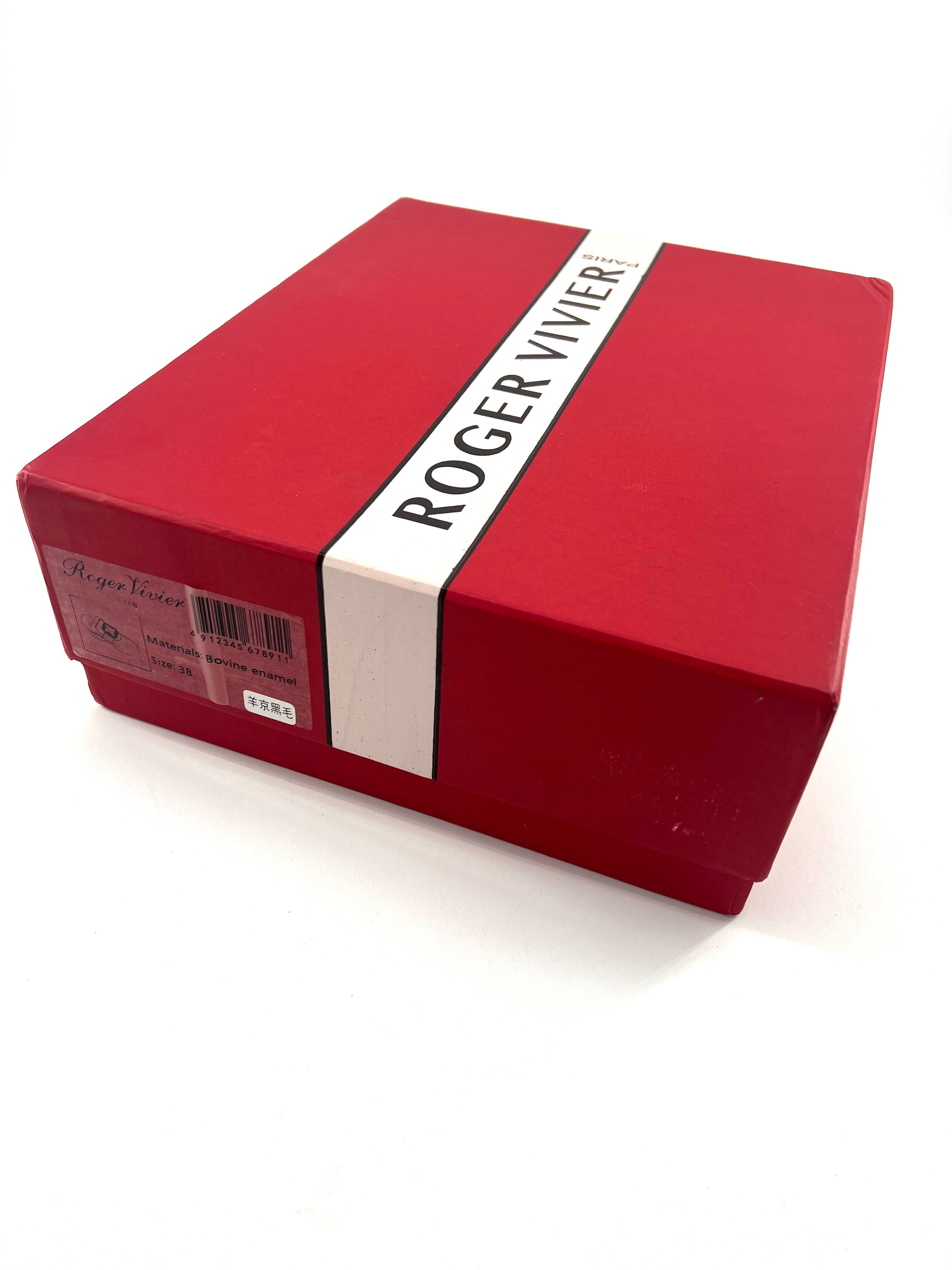 Roger Vivier c.2000's "Belle Vivier" Rose Gold Leather Flats, New in Box, box