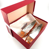Roger Vivier c.2000's "Belle Vivier" Rose Gold Leather Flats, New in Box, in box