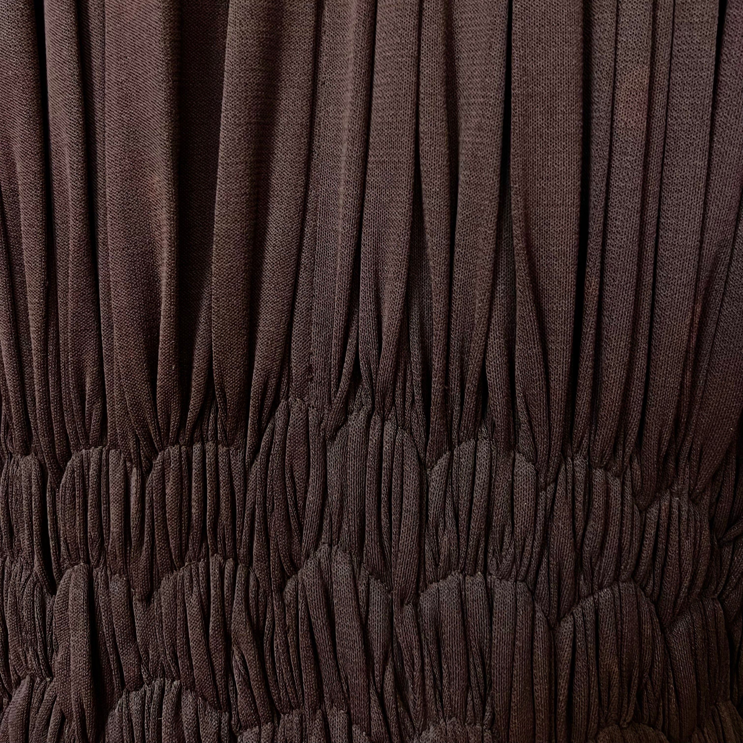 Madame Grès Haute Couture 1940's Brown Hand Smocked Matte Jersey Dress, waist