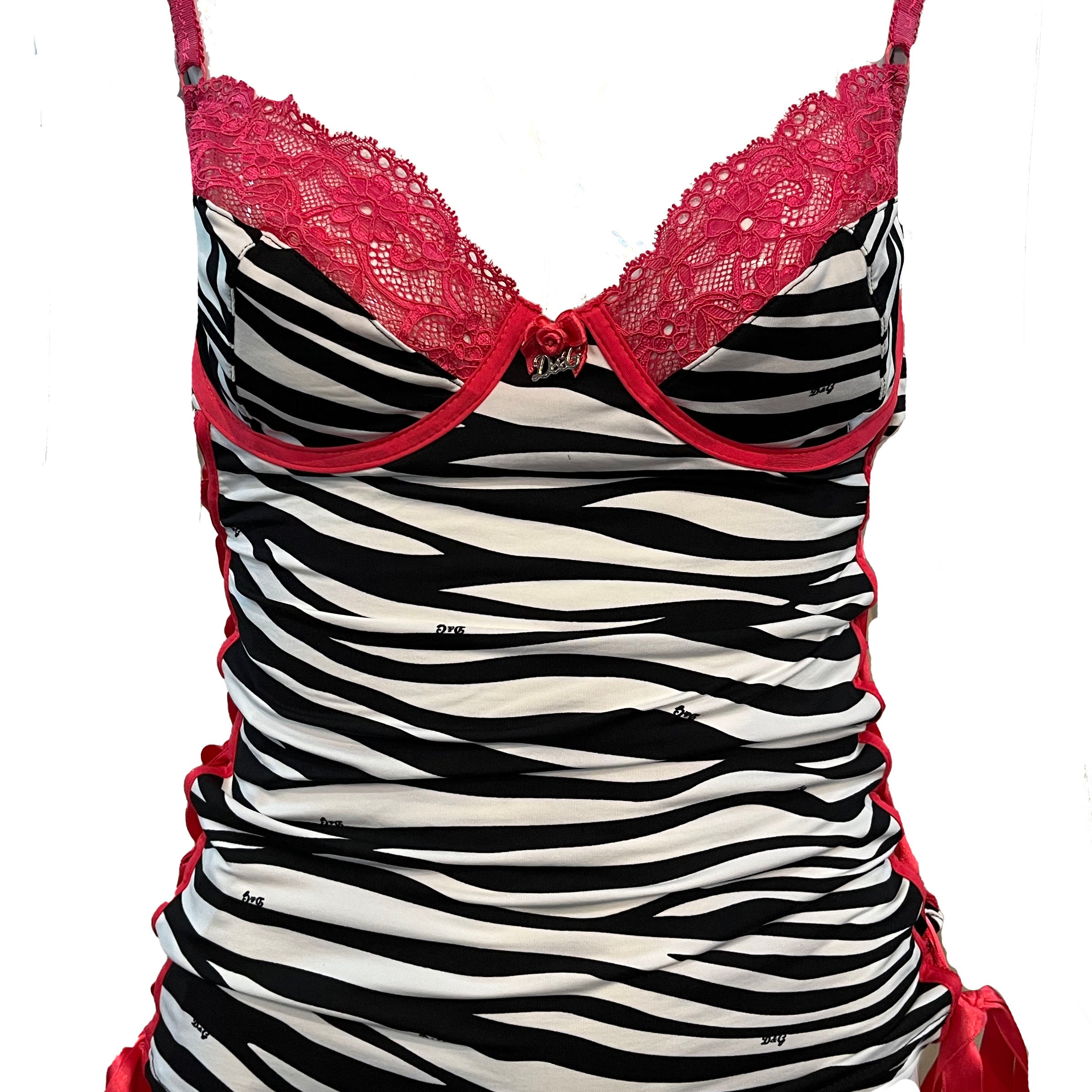 D&G Zebra and Pink Lace Bustier Top D&G Zebra and Pink Lace Bustier Top FRONT 1 of 5