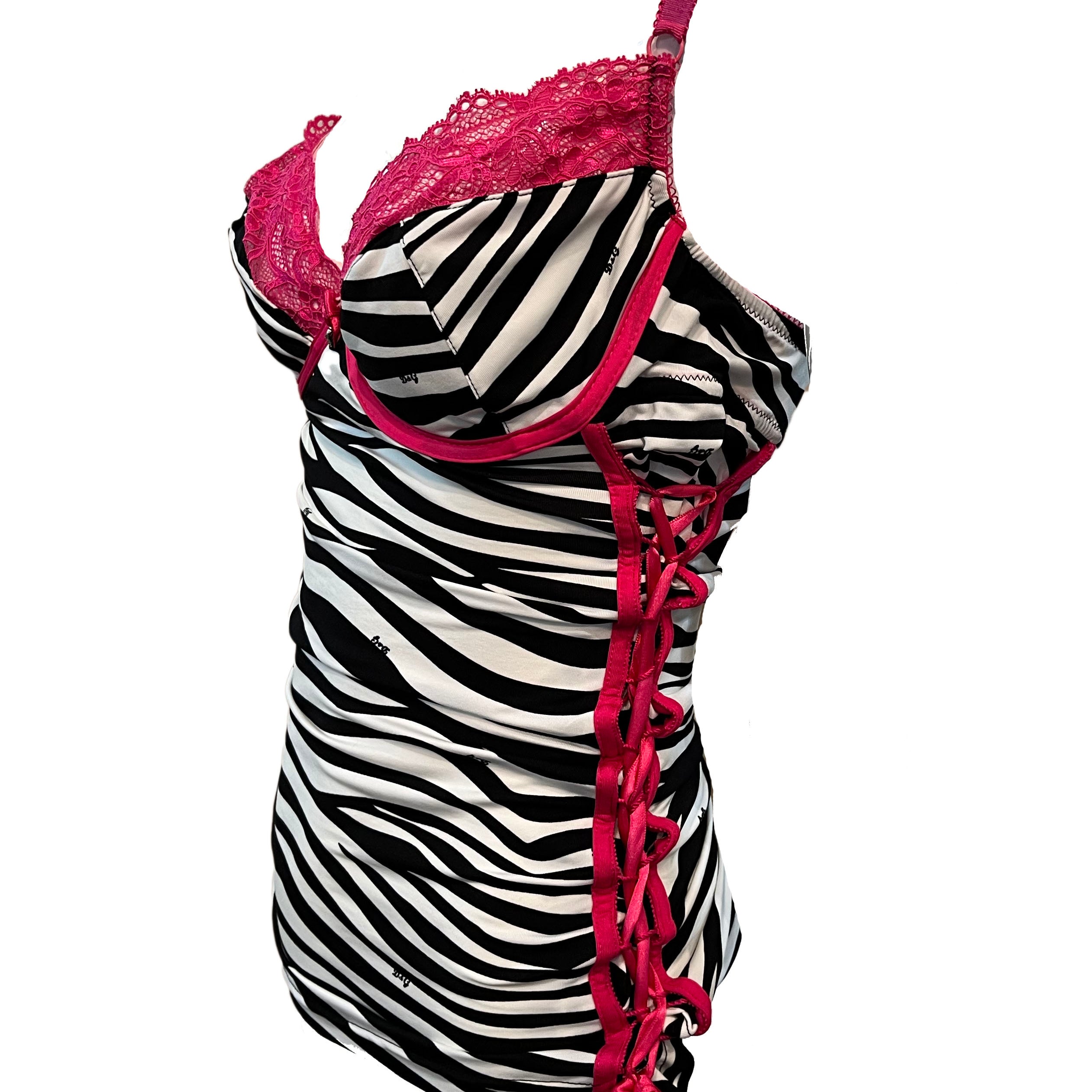 D&G Zebra and Pink Lace Bustier Top SIDE 2 of 5