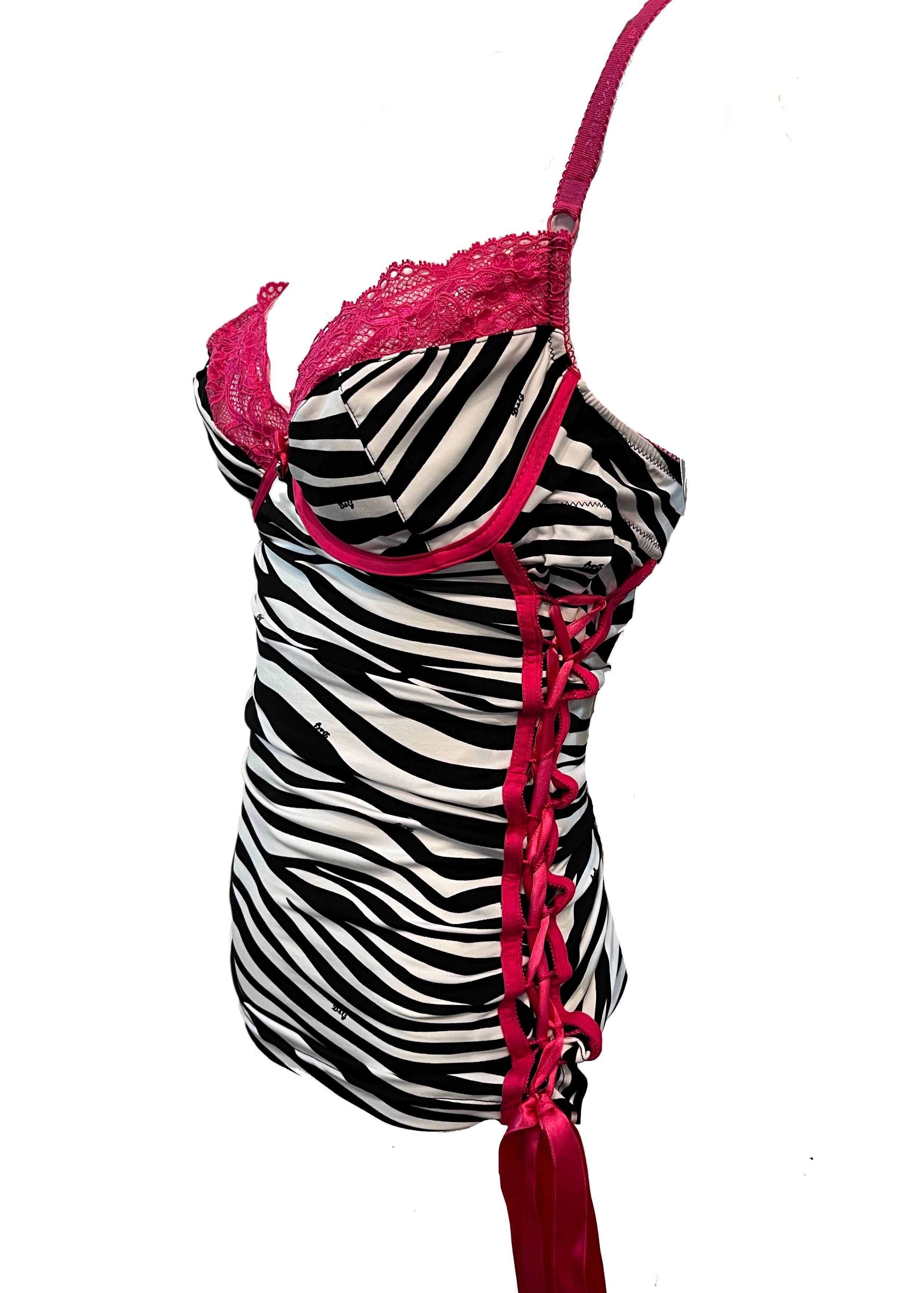 D&G Zebra and Pink Lace Bustier Top SIDE 2 of 5