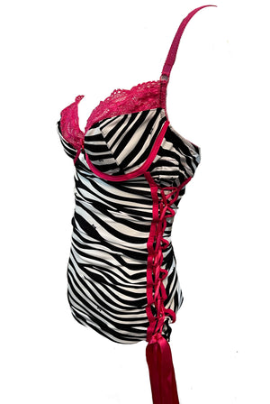 D&G Zebra and Pink Lace Bustier Top SIDE 2 of 5