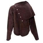 L'Estelle d'Ore 1980's Chocolate Brown Suede Skirt and Jacket Ensemble  , top back