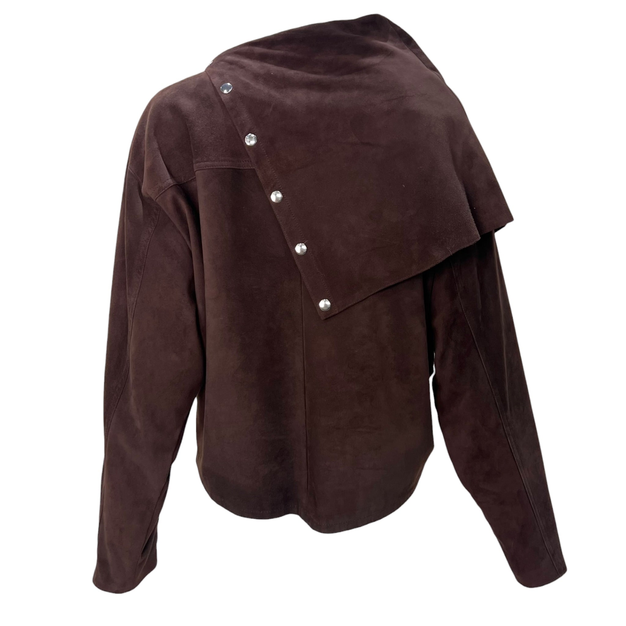 L'Estelle d'Ore 1980's Chocolate Brown Suede Skirt and Jacket Ensemble  , top back