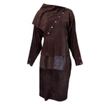 L'Estelle d'Ore 1980's Chocolate Brown Suede Skirt and Jacket Ensemble  