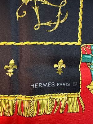 Hermes 90s  Vue du Carrosse La Galere La Reale by H Grygkar Silk Scarf SIGNATURE 2 of 2