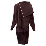 L'Estelle d'Ore 1980's Chocolate Brown Suede Skirt and Jacket Ensemble  , back