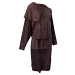 L'Estelle d'Ore 1980's Chocolate Brown Suede Skirt and Jacket Ensemble  , side